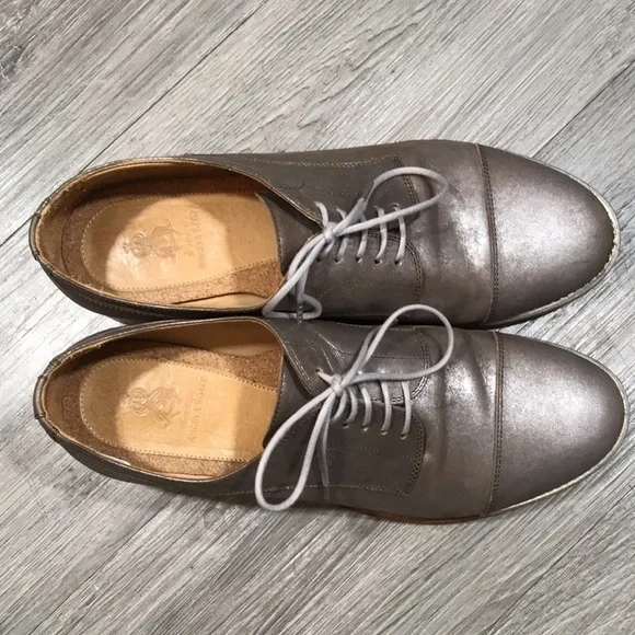 The Office of Angela Scott Ms. Baker Oxfords in Silver Overlay Tan Leather
